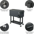 thumbnail image 3 of 80 Quart Rolling Ice Chest, Portable Bar Drink Cooler with Catch Basin, Bottom Storage Tray and Bottle Opener for Patio Party BBQ Beach Activities, 3 of 16