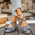 thumbnail image 3 of Women's Bowknot Suede Dress Ballet Flats Low Wedge Pointed Toe Slip On Loafers with Elastic Ankle Strap Casual Dress Shoes White Size 9.5, 3 of 9