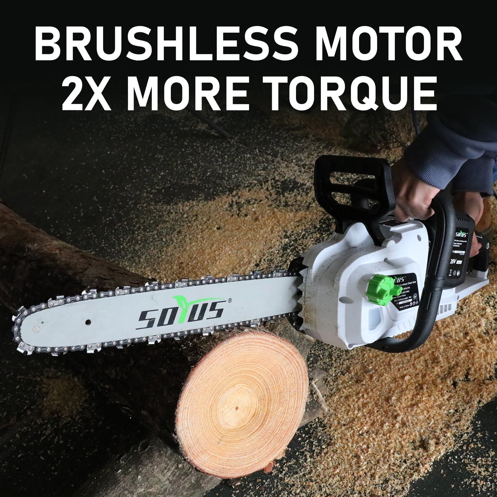 SOYUS 16-Inch Brushless Cordless Chainsaw, 40V Battery Operated with Automatic Chain Oiler 2x4.0Ah Batteries Included