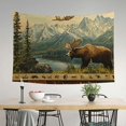 thumbnail image 3 of Creowell Bear Moose Mountains Wall Tapestry Art for Home Decoration 60x40in, 3 of 7