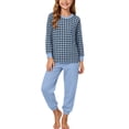 thumbnail image 2 of Xdegoge Tween Girls Pajamas Sets 2 Piece Lounge Soft Long Sleeve Plaid Checkered Top and Jogger Pants Matching Set Comfy Daily Sleepwear Pjs, 2 of 6