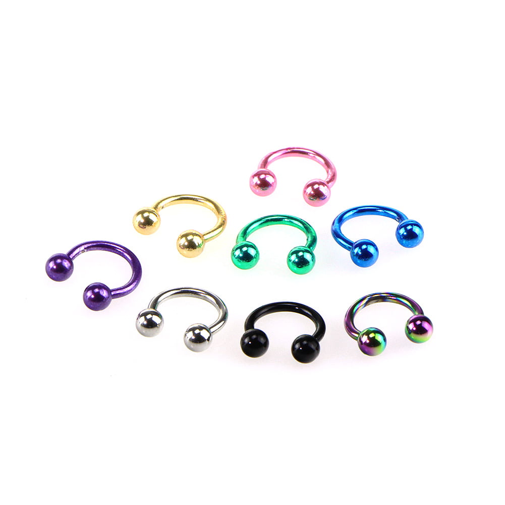D.Bella 14G Horseshoe Rings Surgical Steel Nose Ring Septum Earring Eyebrow Rings Labret Tragus Helix Piercing Lip Rings Clear CZ 6PCS