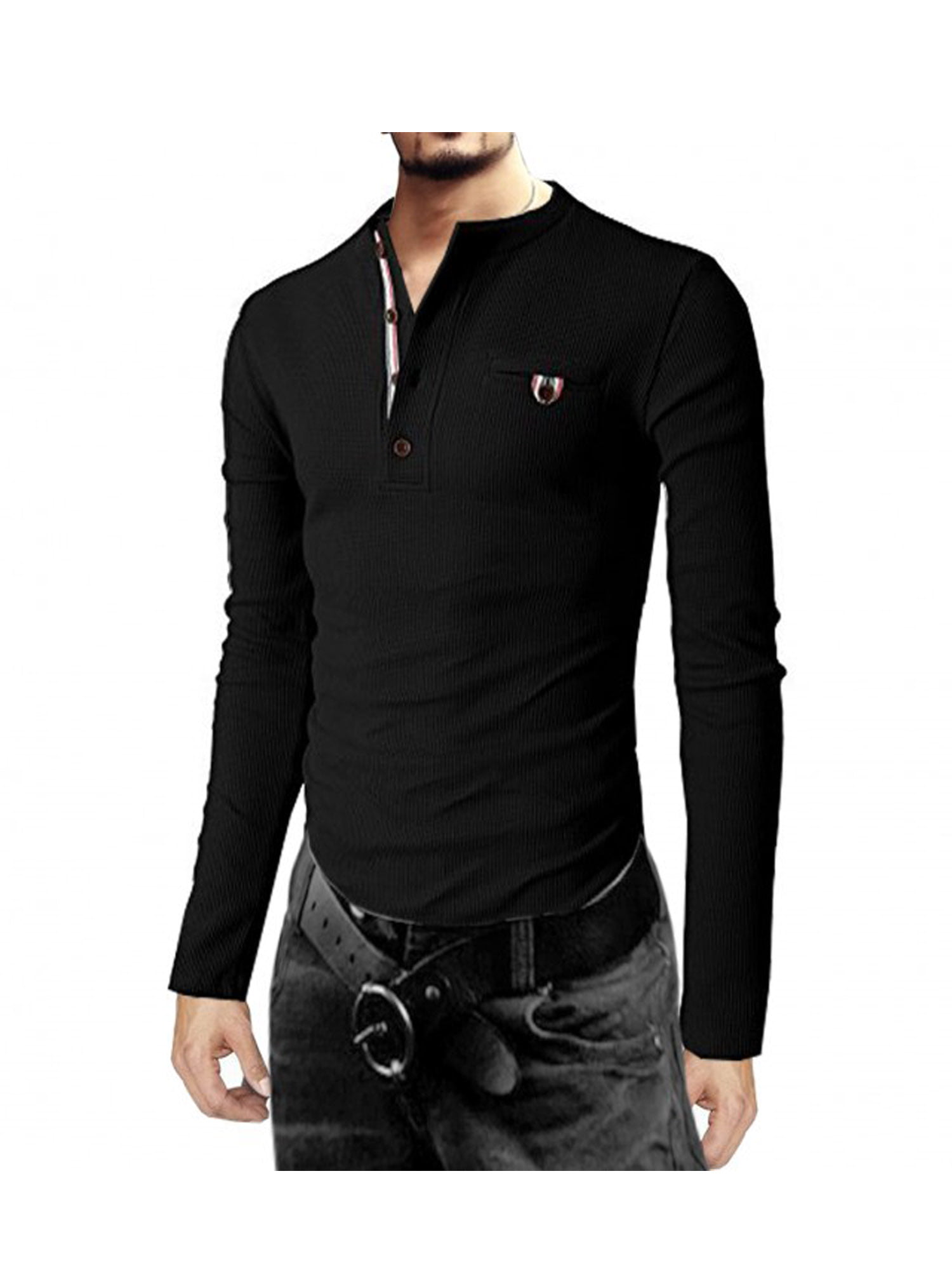 SkylineWears Mens Thermal Slim Fit Fashion Casual Henley Cotton Long ...