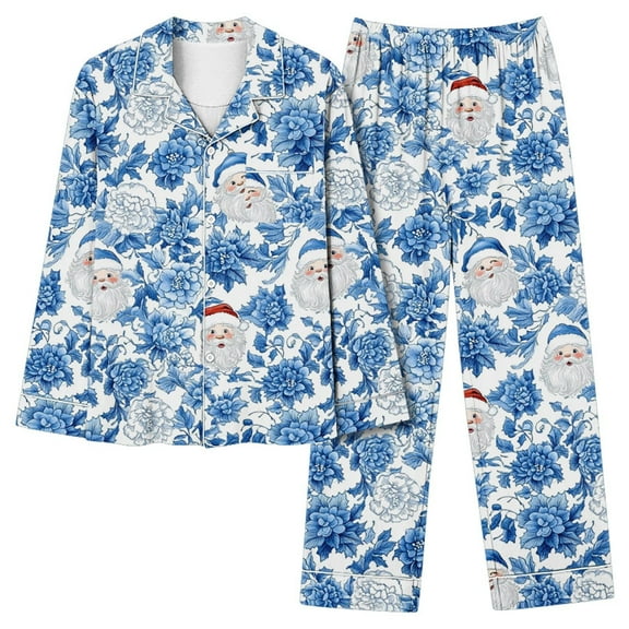FAWUUDO Women's 2 Piece Cotton Long Sleeve Pajamas Set Cute Print Top and Pants Pjs Loungewear Sleepwear Sets