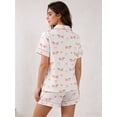 thumbnail image 2 of VONCOS Womens Dachshund Print Short Sleeve Pajama Set - Cute 2 Piece Beige Lounge Set with Shorts Soft Breathable Sleepwear,Size XL, 2 of 6