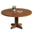 thumbnail image 4 of GloryStar 47" Round Dining Table for 4, Rustic Walnut Kitchen & Dining Room Table with Wooden Base, Heavy-Duty Metal Frame, Multifunctional Circle Table (Without Chairs), 4 of 6