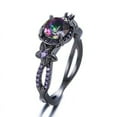 thumbnail image 5 of Vintage Black Gold Skull Women's Ring Purple Zircon Punk Halloween, 5 of 5