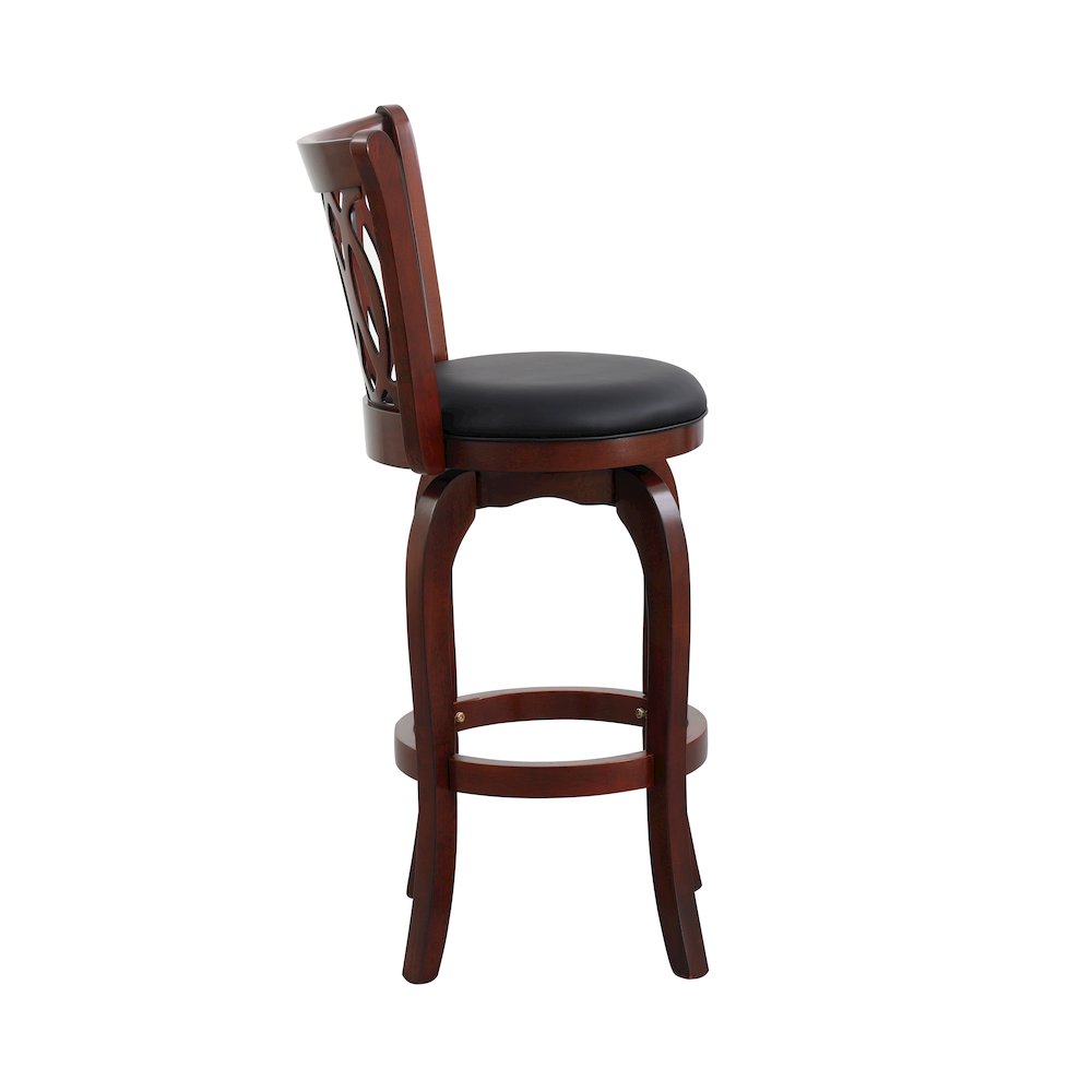 Edmond Swivel Bar Stool in Dark Cherry Finish