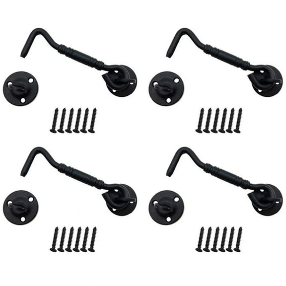 4X Barn Door Lock, 4 Inch Stainless Steel Door Hook & Eye Latch with Mounting Screws, Door Lock Latch for Sliding Door