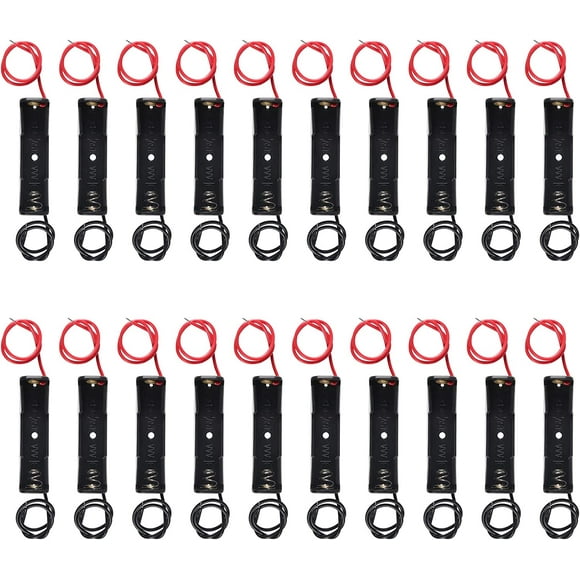 NN 20pcs AAA Battery Holder Single 1x 1.5V AAA Battery Holder AAA Battery Holder with Wires 20pcs 1 Slot