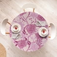 thumbnail image 4 of Ambesonne Springtime Fitted Round Tablecloth, Jungle Blooming Peony, 45"- 56" Diameter, Rose Pastel Pink, 4 of 5
