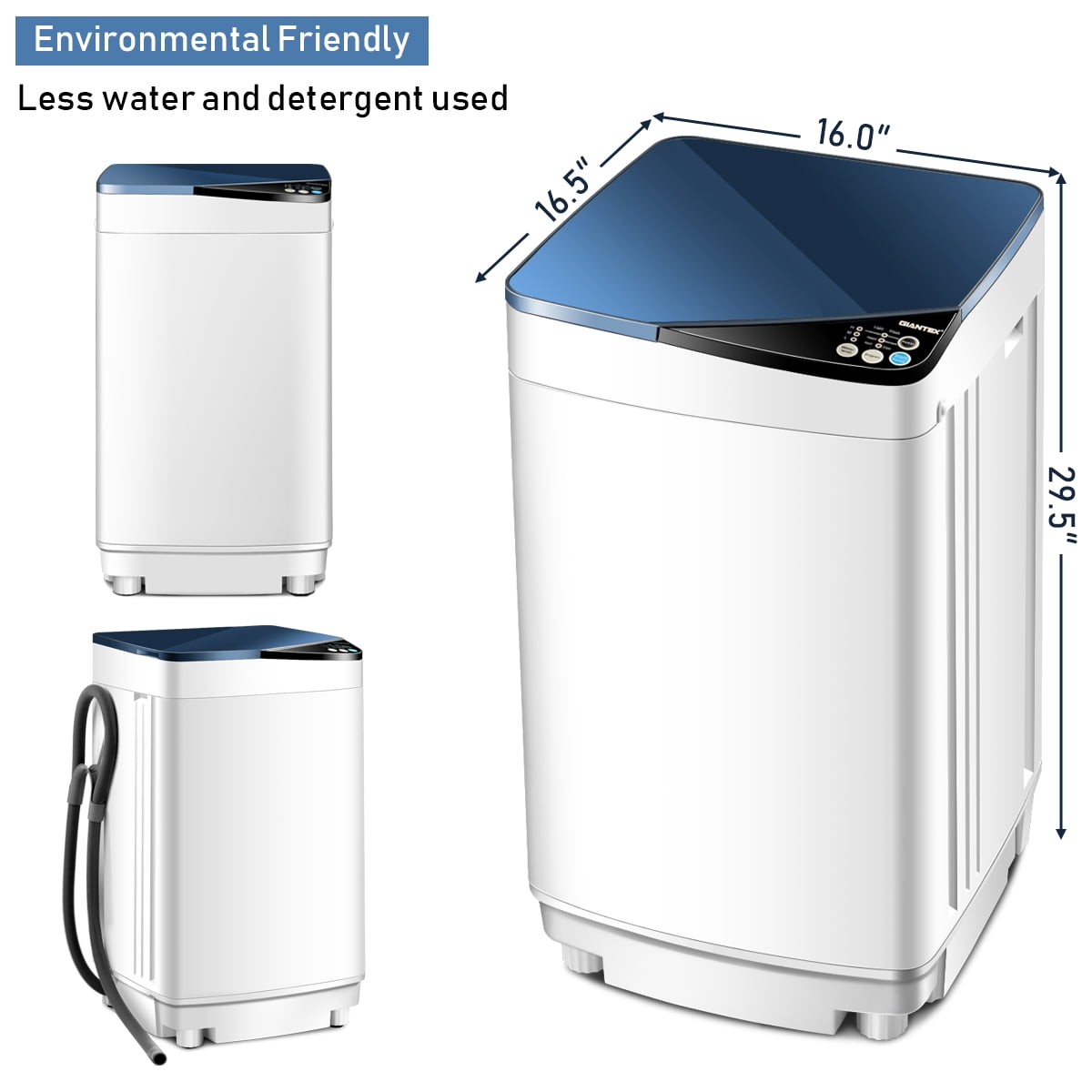Compact 7.7 lbs Full-Automatic Washer/Spinner Blue - Ideal