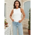thumbnail image 2 of DARING DIVA Women's Summer Ribbed High Neck Casual Basic Tank Tops S White, 2 of 7