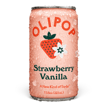OLIPOP Prebiotic Soda, Strawberry Vanilla, 7.5 fl oz Mini Can