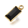 thumbnail image 3 of 1Set 304 Stainless Steel Rhinestone Pendants Rectangle Ion Plating(IP) Real 18K Gold Plated 12x5.2x3~3.5mm Hole: 1.6mm 10pcs/set, 3 of 4