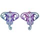 thumbnail image 2 of Ion Plating(IP) 201 Stainless Steel Filigree Pendants Etched Metal Embellishments Elephant Rainbow Color 44x40x0.3mm Hole: 1.8mm, 2 of 2