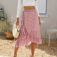 thumbnail image 3 of VUPSGEZ Knit Maxi Skirt Fashion Women Floral Chiffon Skirt Summer Lady Leisure High Waist Beach Skirt Women’S Pleated Maxi Skirt(Pink,S), 3 of 6