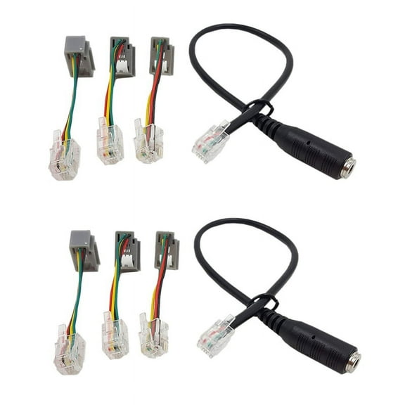 2 set 4P4C RJ9 Cable,3.5mm Smartphone Headset to RJ9 Adapter Cable,Adapter Cable Converter for IP Phones Telephone