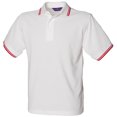 thumbnail image 1 of Henbury - Polo de manga corta 65/35 Modelo Tipped - Verano/ Vacaciones/Deporte (Blanco/Rojo), 1 of 1