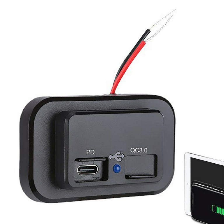 Tohuu 12v USB Outlet Automotive USB Port Panel Mount Dual Port 12V