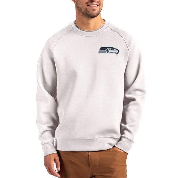Men's Cutter & Buck Gray Seattle Seahawks Primary Logo Roam Recycled Raglan Pullover Sweatshirt