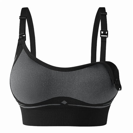 Cmfcve Maternity Nursing Bra for Women Color Block Adjustable Straps Seamless Wireless Bra Soft Support Breastfeeding Bra