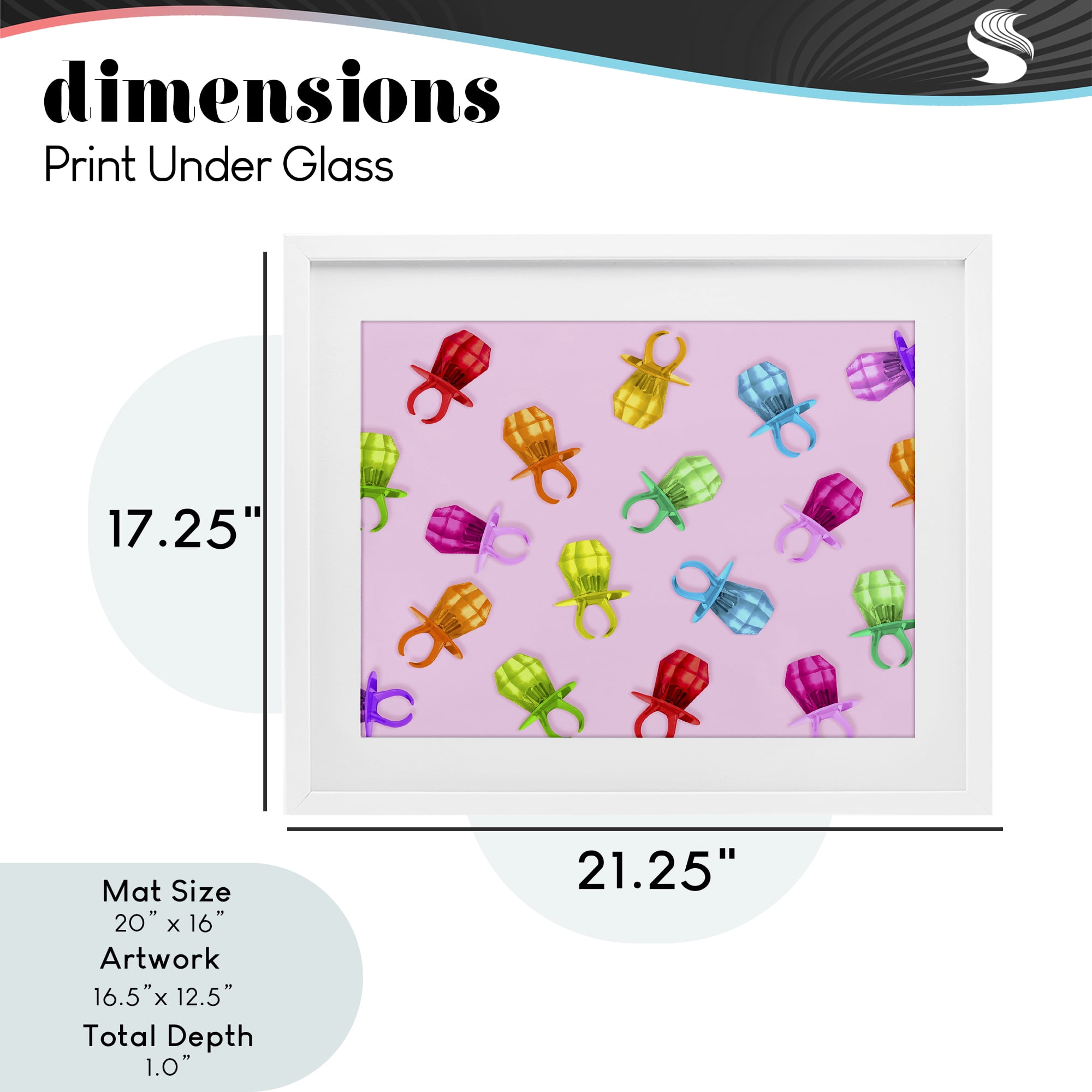 Stupell Industries Candy Gem Ring Party Pattern White Framed Print Under Glass, design by LISH Creative
