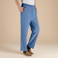 thumbnail image 6 of Pafei Tyugd Linen Pants Men Casual Summer Comfy Breathable Cotton Pants with Pockets Elastic Waist Loose Fit Straight Leg Beach Pants Light Blue 4XL, 6 of 8