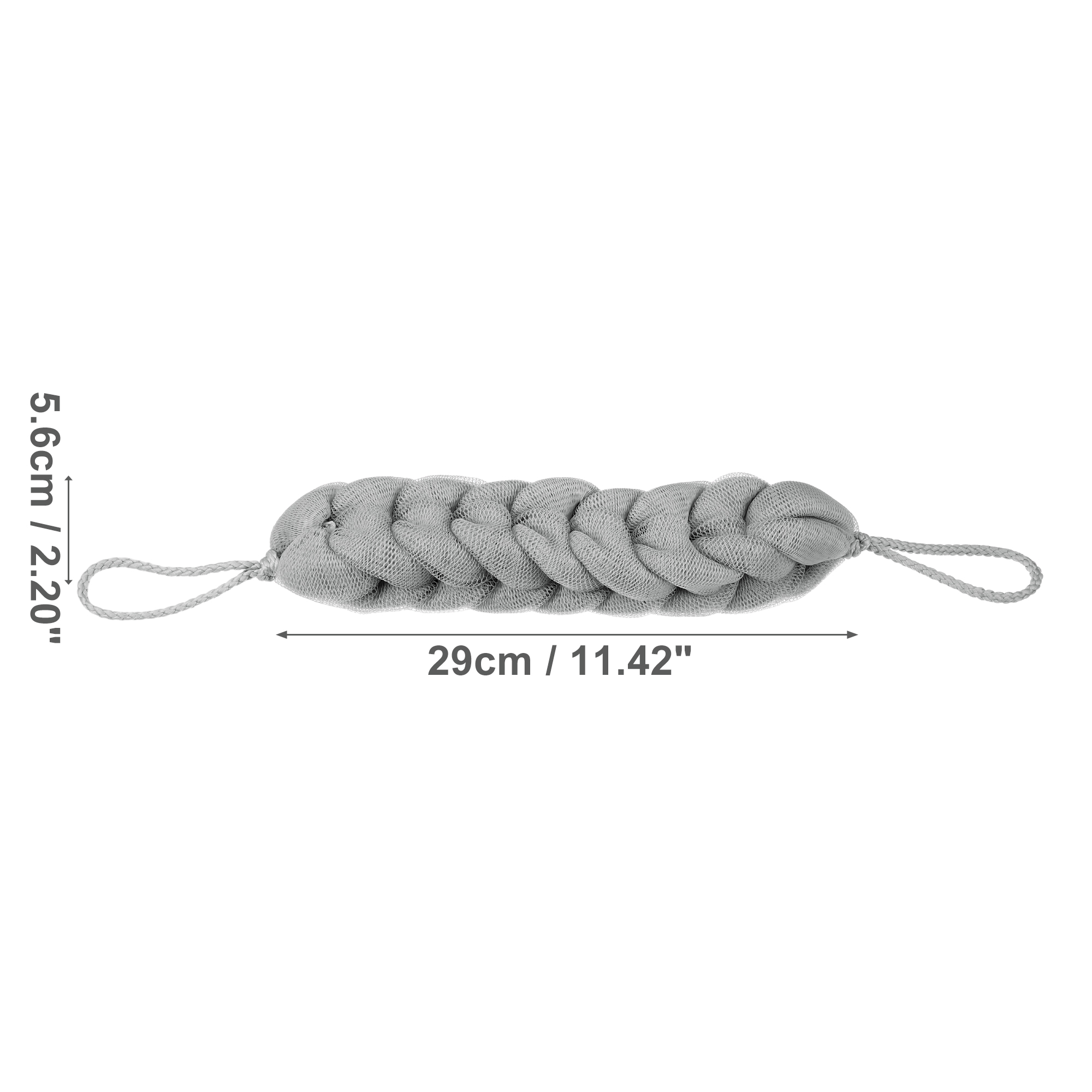 Unique Bargains 1 Pc Bath Shower Loofah Sponge Body Puffs 11.42"x2.20"x1.97" Gray