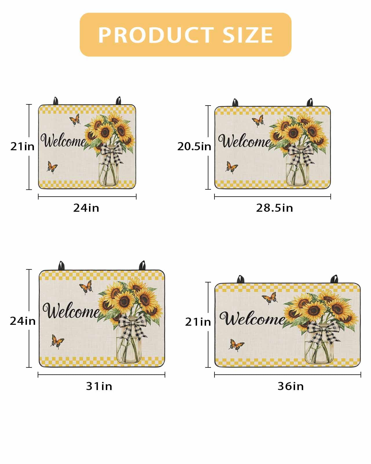 nqOlkjepod Large Induction Cooktop Protector Mat 31"x24", Yellow Sunflower Stove Top Covers for Electric Stove, Butterfly Plaid Bow Retro Beige Farm Stove Burner Cover Mats, Glass Top Stove Cover
