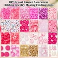 thumbnail image 5 of About 750Pcs Breast Cancer Awareness Beads Charms Pink Ribbon Charms Heart Dangle Pendant Letter Star Beads Loose Spacer Craft Beads for Bracelets Earring Necklace Jewelry Making Pink, 5 of 7