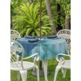 thumbnail image 3 of Outdoor Table Cloth with Umbrella Hole and Zipper, Teal Marble Waterproof Round Tablecloth 60 Inch, Modern Abstract Art Luxury Yellow Washable Table Cover for Outside Party Patio Picnic, 3 of 8