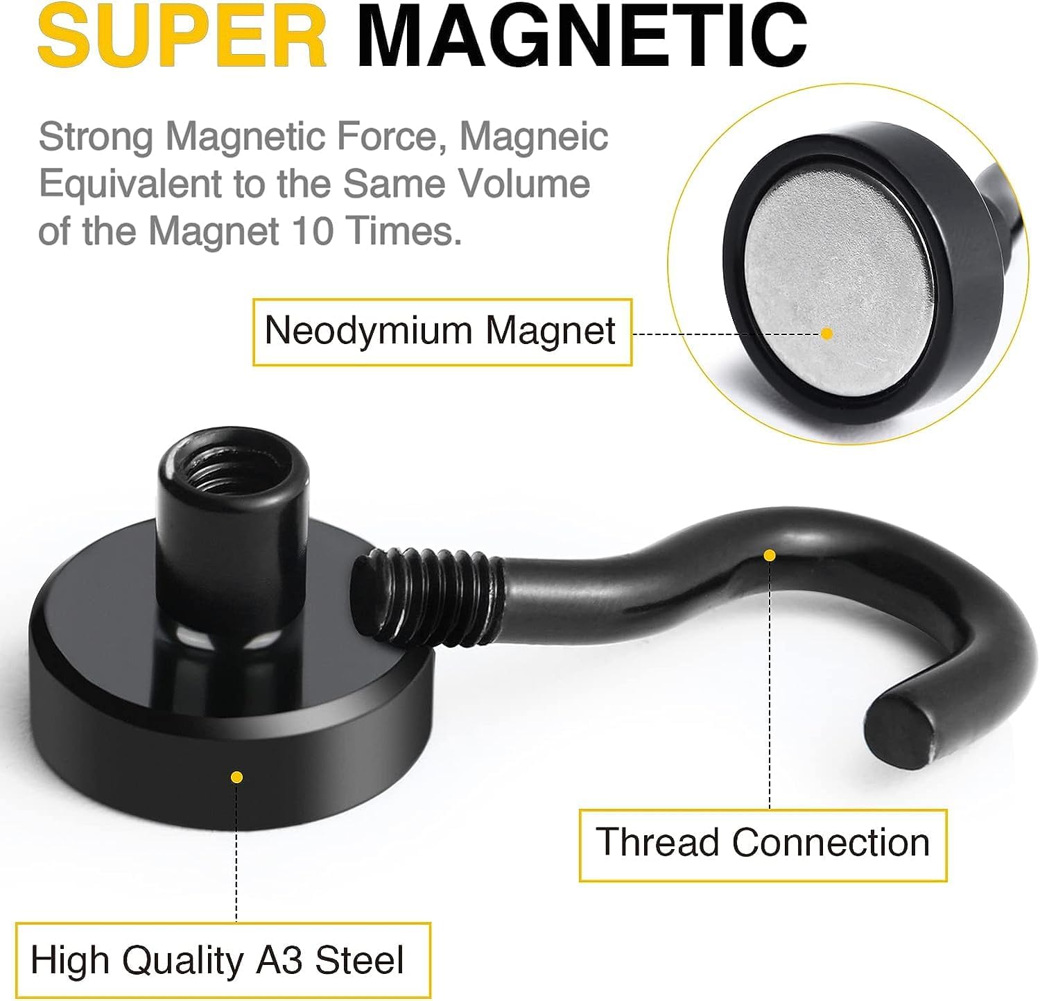 AllWays Plaza Magnetic Hooks, 30Lbs Strong Heavy Duty Cruise Magnet S-Hooks for Classroom, Fridge, Hanging, Cabins, Grill, Kitchen, Garage, Workplace and Office Etc, (100 Pack-Black)
