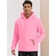 thumbnail image 3 of Sudadera con capucha con forro de felpa para hombre Sudaderas con capucha de manga larga sólida con bolsillo Rosa L, 3 of 5