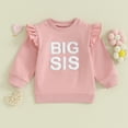 thumbnail image 2 of Fortune Big Sister Pullover Toddler Girl Sweatshirts Fuzzy Letter Embroidery Long Sleeve Crewneck Loose Fall Tops, 2 of 8