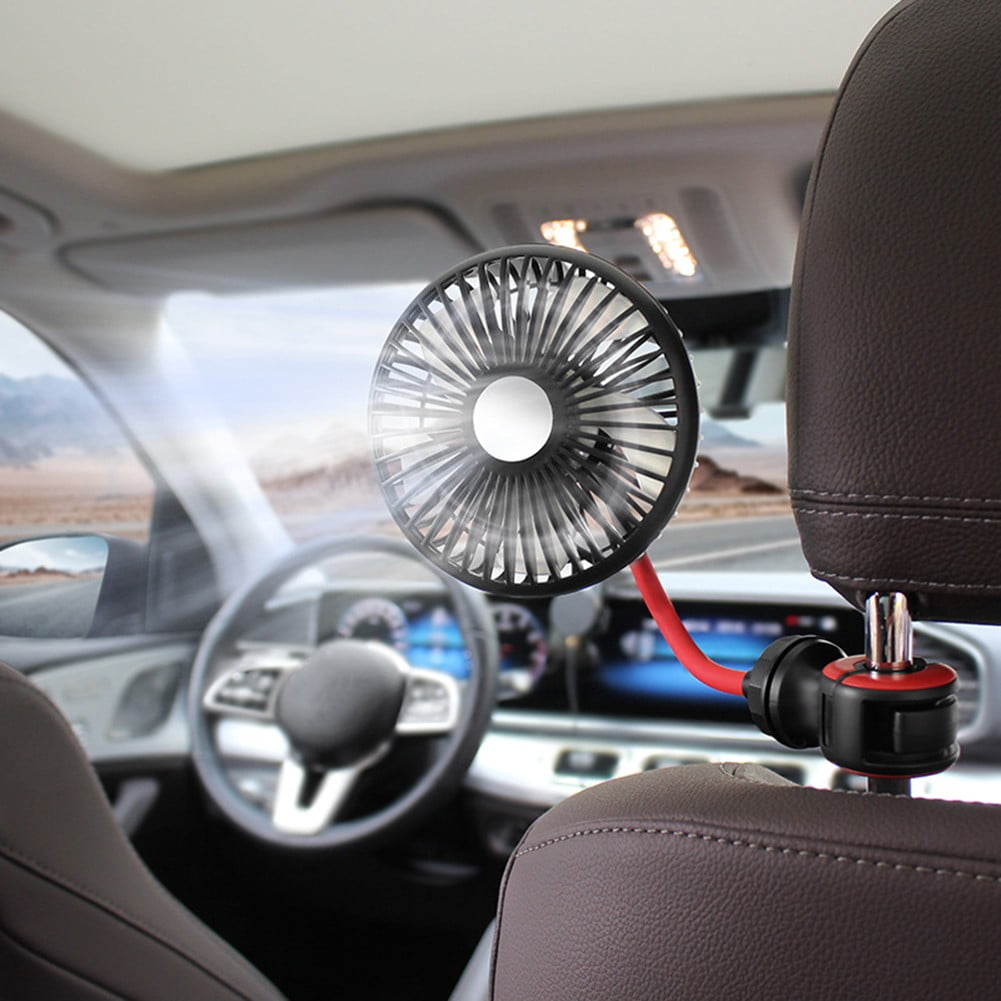 Car Fan 3 Speeds Adjustable For 360 Degree Rotating Hose Flexible Cooling Fan
