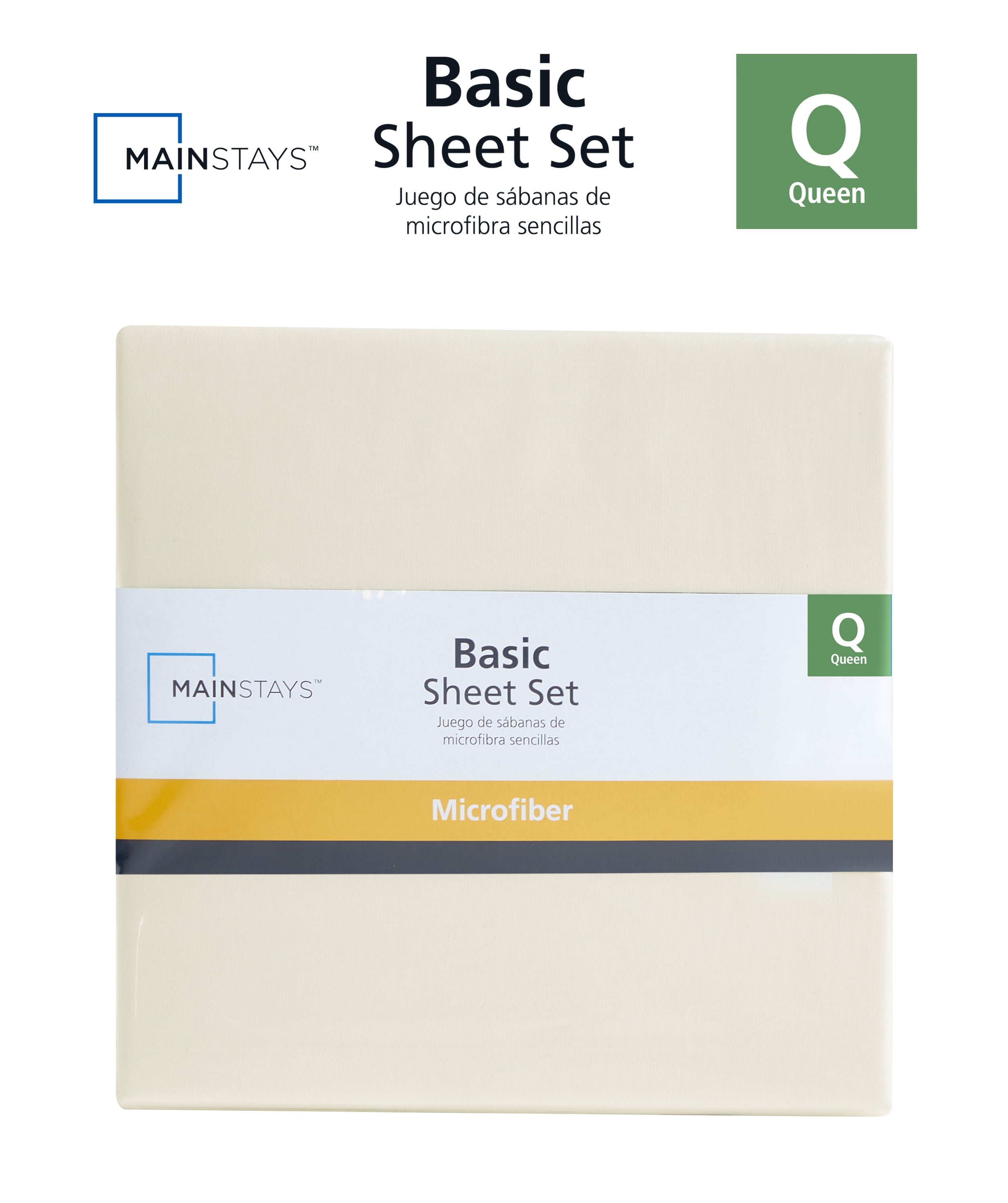 Mainstays Basic Value Microfiber Bed Sheet Set, Queen, 4 Piece, Vanilla Dream