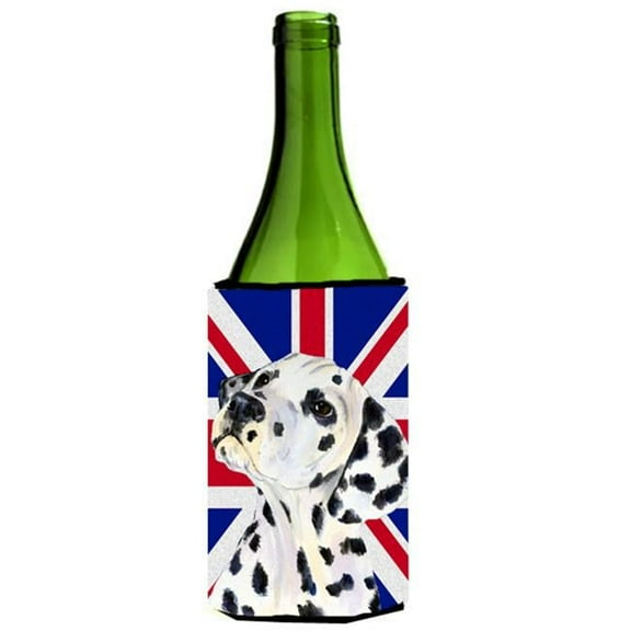 Dalmatian With English Union Jack British Flag Wine bottle sleeve Hugger - 24 Oz.