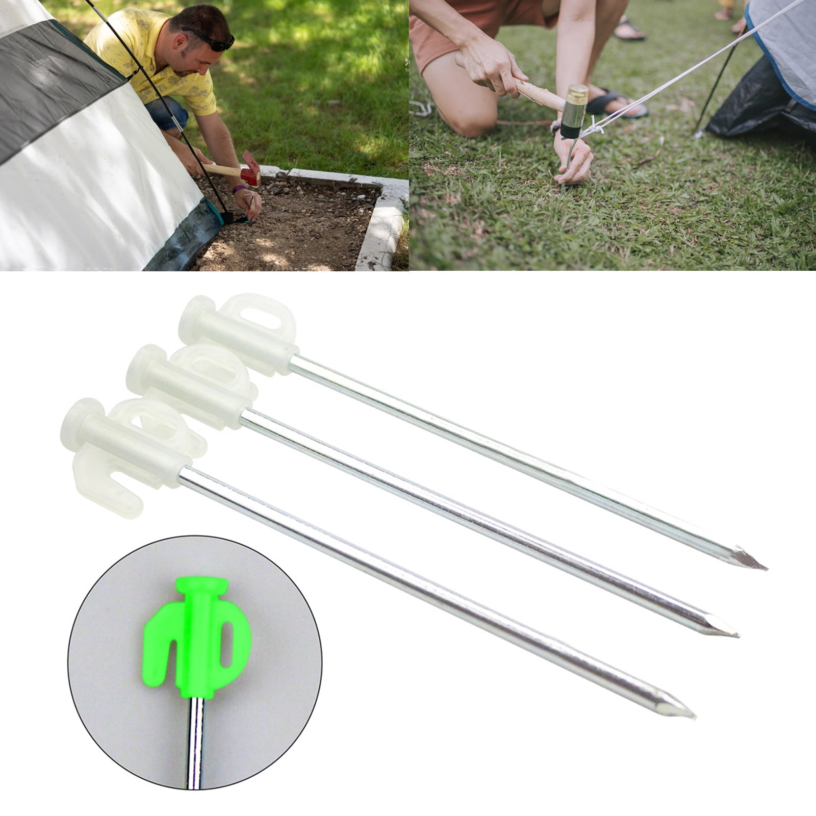 16Pcs Camping Tent Stake Steel Canopy Stakes Spikes Heavy Duty Tent Peg Wind-proof Lengthened Tent Ground Nails