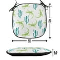 thumbnail image 4 of Exotic Chair Seating Cushion Set of 4, Watercolor Pattern of Lizards and Cacti, Seat Pads for Office with Anti-slip Backing, 16"x16", Sea Blue Lime Green, by Ambesonne, 4 of 7