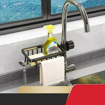 Btomtd Over The Faucet Sink Organizer Rack, No Drill Hollow Out Storage Shelves for Cloths, Countertop Shelf Rack Near Washbasin 10"W x 6"D x 2"H, B