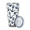 thumbnail image 2 of Susaid Navy Blue Anchors Print 20oz Car Cup,Insulated Coffee Cup Fully Spill Proof Travel Coffee Mug, Stainless Steel Tumbler for Work Home Outdoor Car-Straw Two-piece Set, 2 of 8