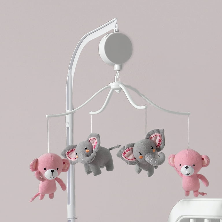 Bedtime Originals Twinkle Toes Musical Baby Crib Mobile - Pink, Gray,  Animals