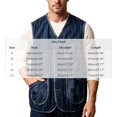 thumbnail image 3 of LODIENY Men Casual Denim Utility Vest Outdoor Button Up V Neck Sleeveless Retro Jean Waistcoat Lightweight Hiking Fishing Gilet Outerwear with Multi Pockets Blue XXL, 3 of 5