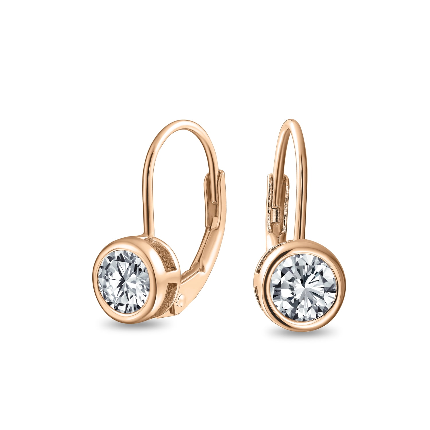 Naomi 18K Rose Gold Plated Citrine Simple Cute Round Zircon Shining Stud Earring Red one Size