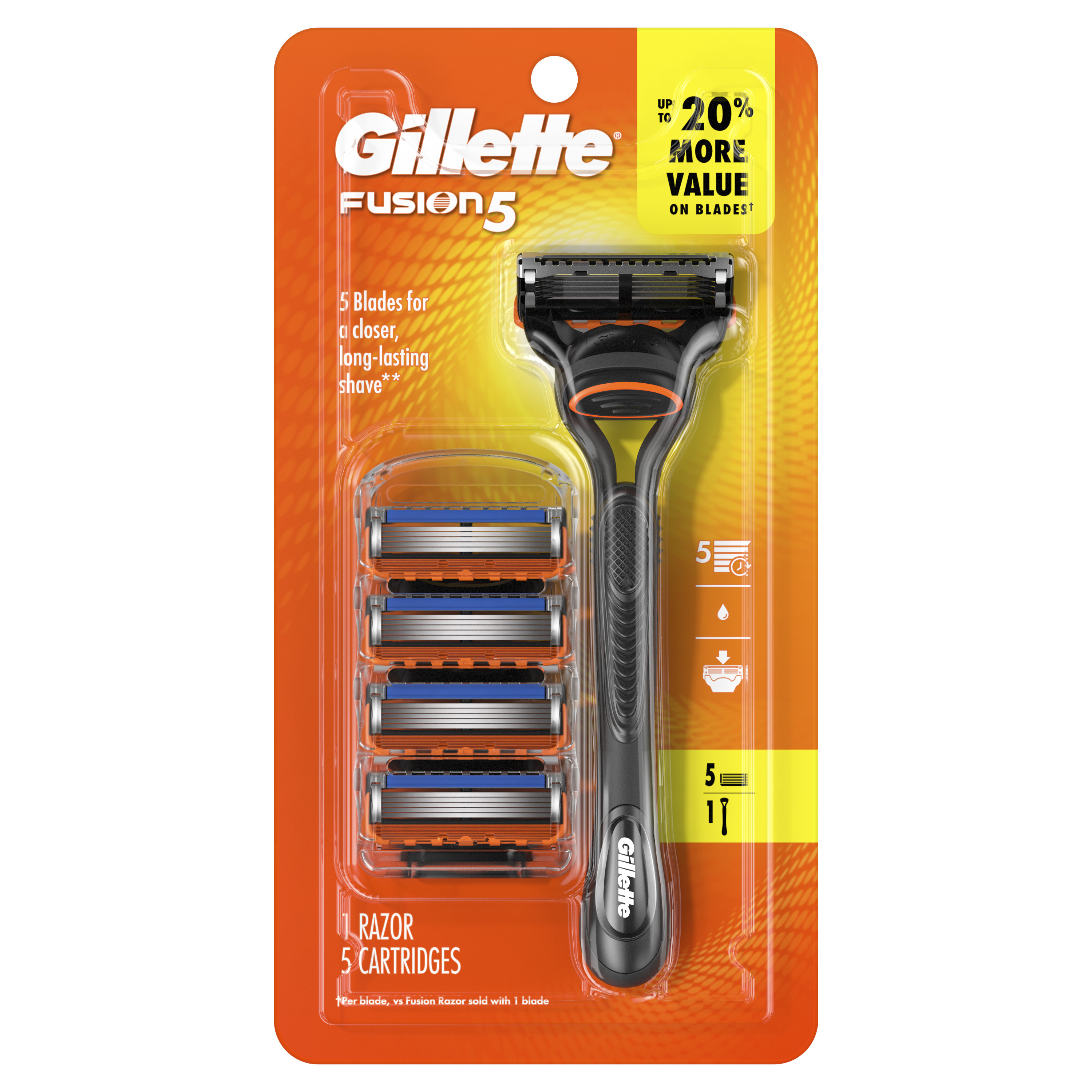 Gillette Fusion5 Manual Razor for Men, 1 Handle & 5 Refills photo 3