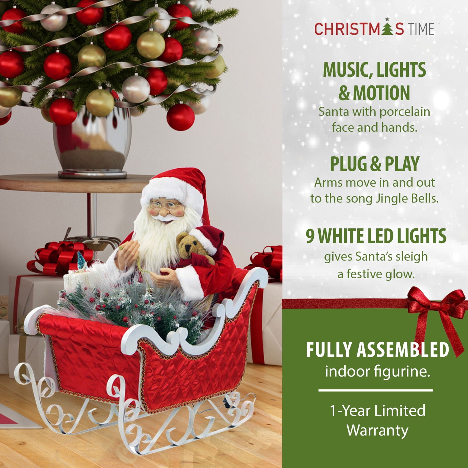 Christmas Time 28-In. Music, Lights, and Motion Santa Claus