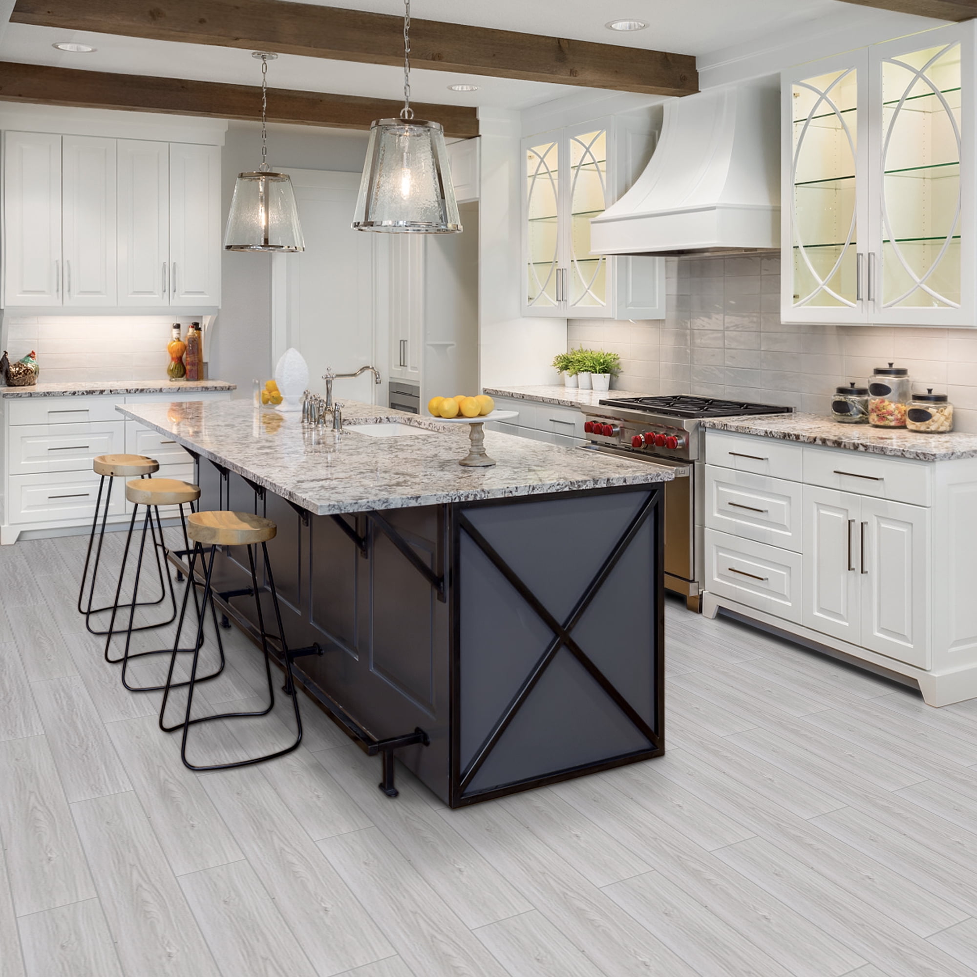 Lxcreat 20Pcs Peel and Stick Vinyl Flooring Tile Wood Grain Look Self Adhesive and Waterproof for Transfer Bathroom, Kitchen, Living Room, Bedroom (35-in x 6-in x 0.6-mm)