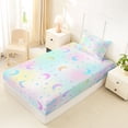 thumbnail image 4 of Manfei Cute Cartoon Moon Twin Sheets,Dreamy Stars Polka Dot Bedding,Pink Teal,3-Piece,1 Flat Sheet,1 Fitted Sheet and 1 Pillowcase, 4 of 6