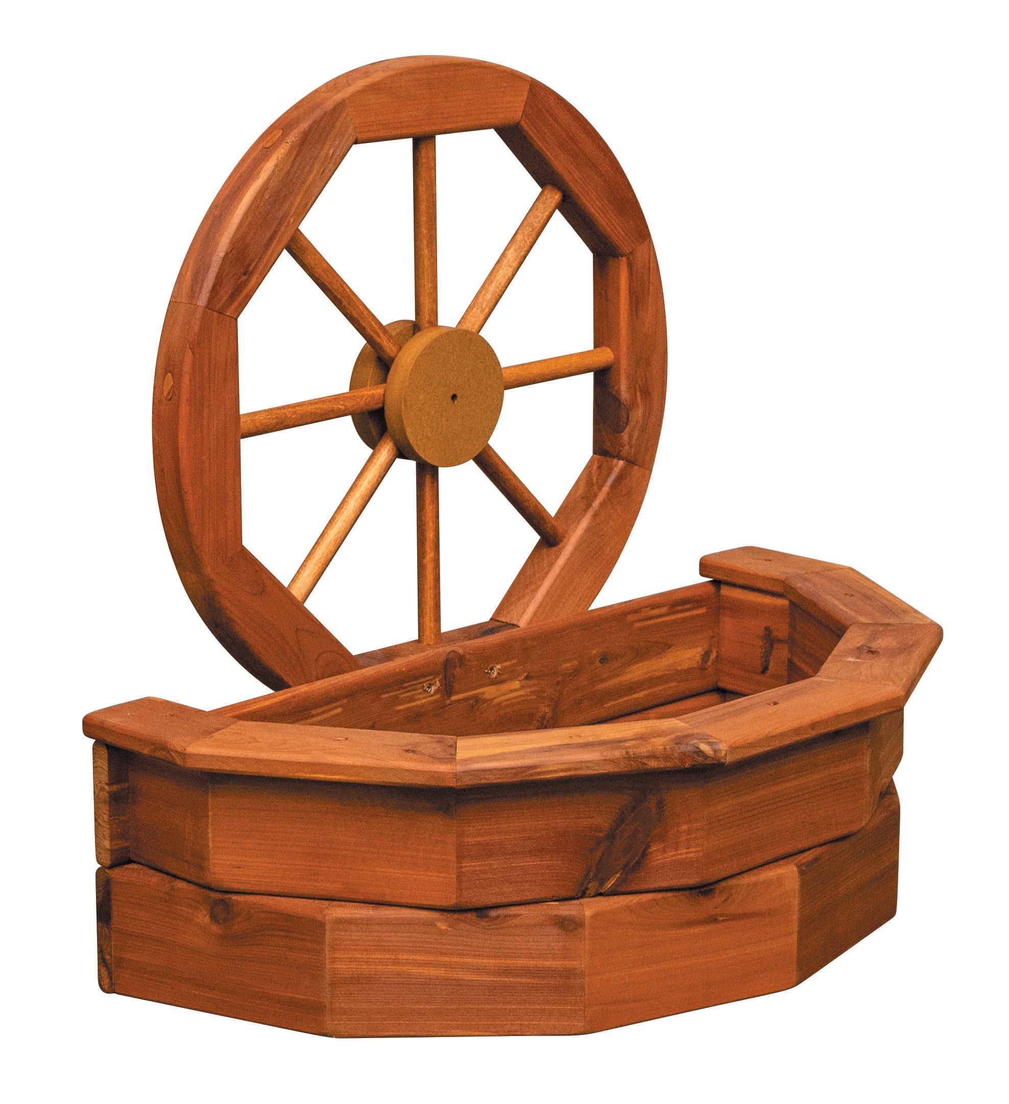 Rustic Cedar Wagon Wheel Planter – Eastern Red Cedar Farmhouse Garden Planter for Patio or Yard